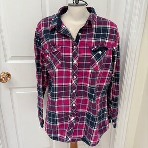 Weatherproof Women's Plaid Button Down Shirt - Pink and Blue